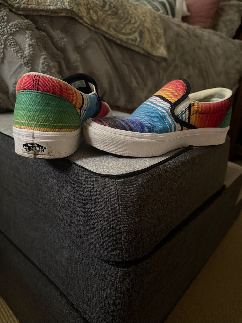 Vans Multicolor Stripe Slip-On Sneakers sz 7 - Picture 2 of 3